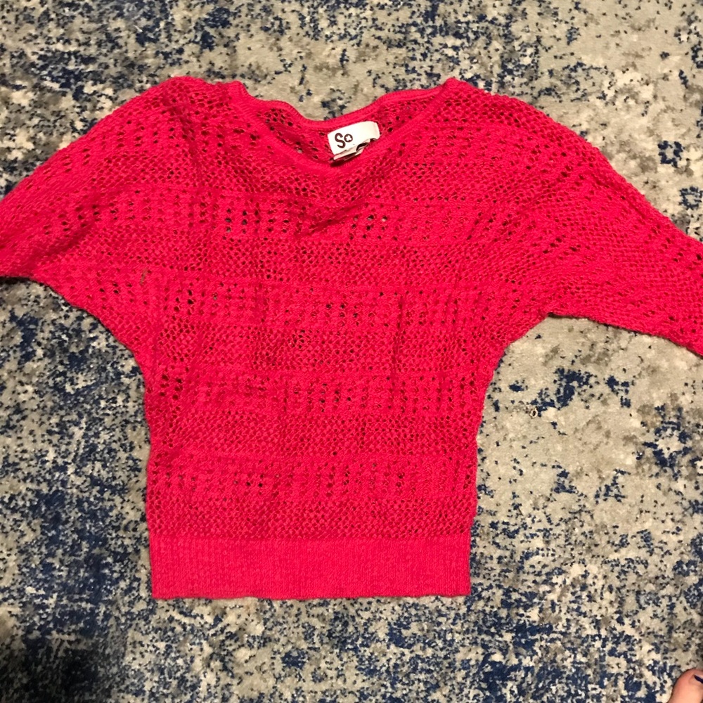 Bright pink knit layering sweater